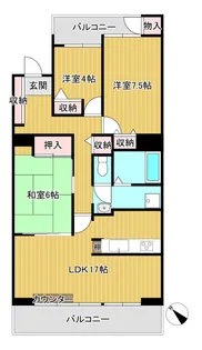 谷津パークタウン二番街32号棟【3階】の間取り
