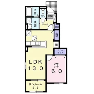 フォーチュネイトハウスD【1階】の間取り