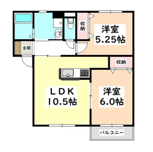 サンビレッヂさくらB棟【2階】の間取り