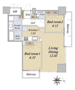 品川タワーフェイス【12階】の間取り