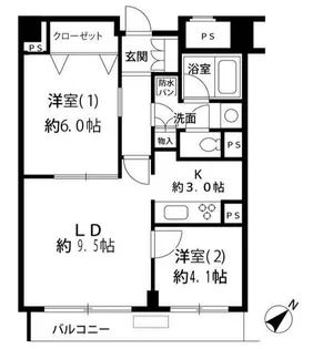ルシマン月島【9階】の間取り