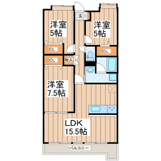 グランフィールド山王【1階】の間取り