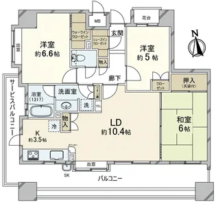 フォレストビュータワー鹿田町壱番館【4階】の間取り