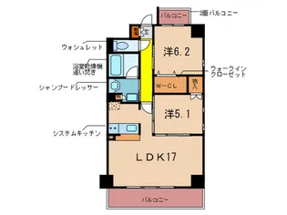 カメリアライジング博多【6階】の間取り