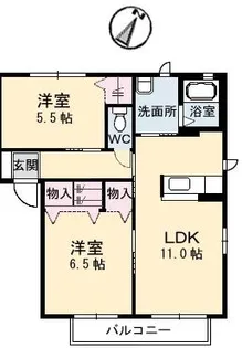 グリーンパークNishina A棟【2階】の間取り