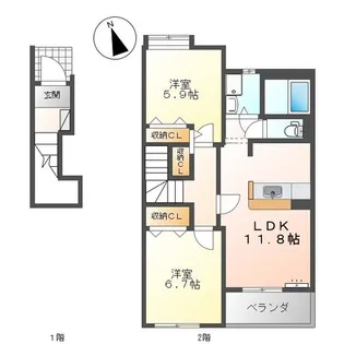 キヨシ ガーデン【2階】の間取り