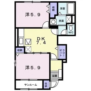 グレイスフルB【1階】の間取り