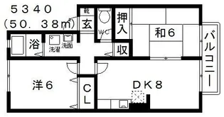 エクセルコーポ陵南B棟【2階】の間取り