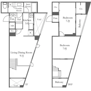 東京都港区赤坂8【マンション】の間取り