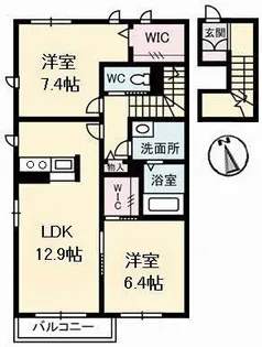 グランドール川口 B棟【2階】の間取り