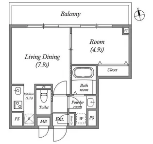 コスモグラシア内神田【6階】の間取り