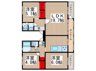 清水口第一住宅15号棟【4階】の間取り