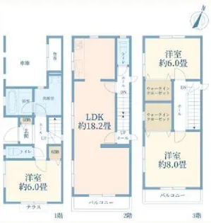 神奈川県大和市西鶴間4【一戸建】の間取り