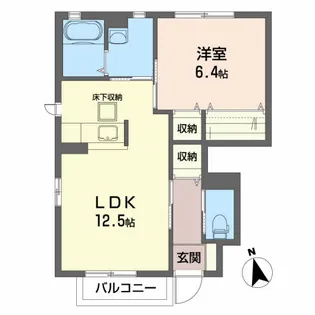 ブラン・オワゾーB【1階】の間取り