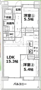 アクティ目黒駅前1号棟【6階】の間取り