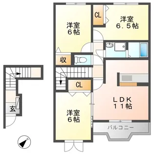 グリシーヌ A【2階】の間取り