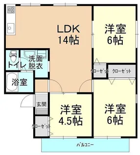 シティハイツ城北B【1階】の間取り