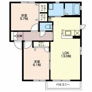 パルコート B【2階】の間取り