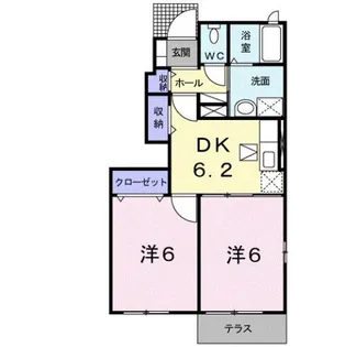 グラスロ ズ・隼人B【1階】の間取り
