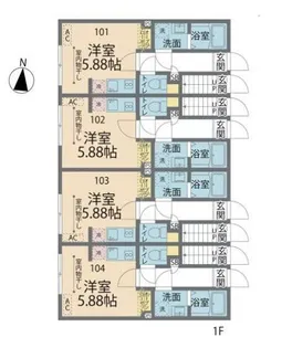 カインドネス秋津【1階】の間取り