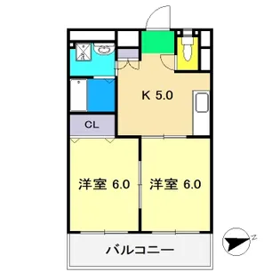 メロディーハイム稲荷町【2階】の間取り