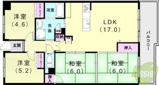 ルイシャトレ須磨名谷【2階】の間取り