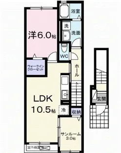 塩川アパート 一期【2階】の間取り