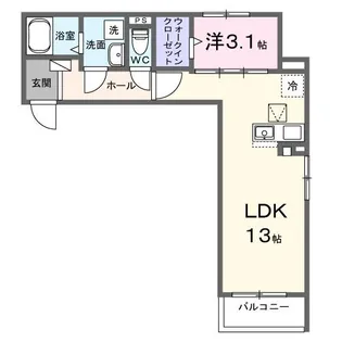 メモワール庭窪【1階】の間取り