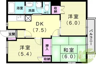 リバーサイド小西2【1階】の間取り