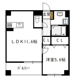 アルテマイスター大工町(1LDK)【9階】の間取り