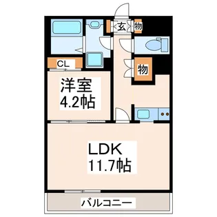 フェリーチェ南熊本【4階】の間取り