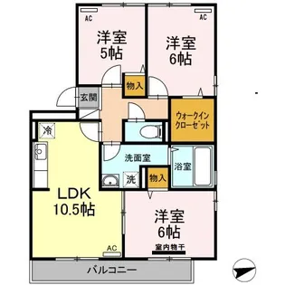 リビングタウン弓ヶ浜 G棟【3階】の間取り