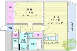 1LDKの間取り画像