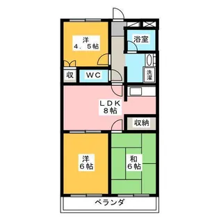 アビタシオン中田【3階】の間取り