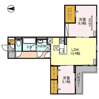 埼玉県越谷市レイクタウン2【アパート】の間取り