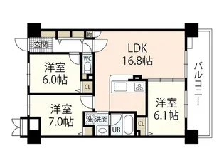 岡山県岡山市北区野田1【マンション】の間取り