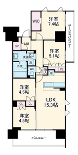 パークホームズ浦和常盤ステーションプレミア【9階】の間取り