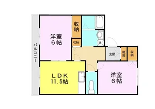 ヴァンベール江越B棟【2階】の間取り