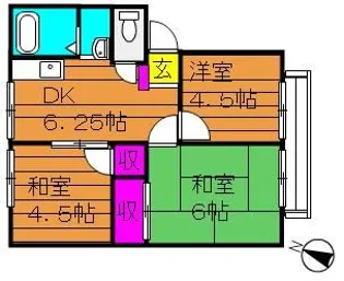 ガーデン三宅ハイツ A棟【2階】の間取り