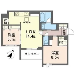 アメジア成田【1階】の間取り