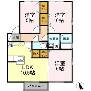 シェルノーブル B棟【2階】の間取り