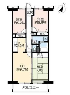 UR白鳥パークハイツ大宝【5階】の間取り