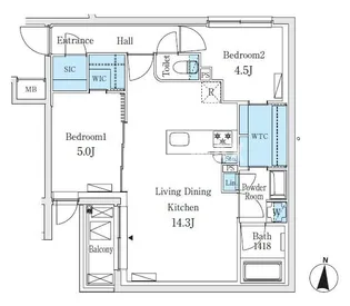 SOLASIAresidence亀戸【5階】の間取り