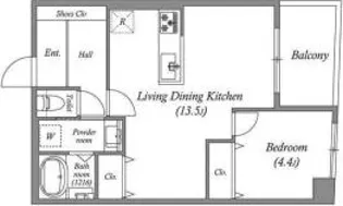 ルネパルティーレ汐留【7階】の間取り