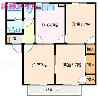 ラフィーネ稲生B【2階】の間取り