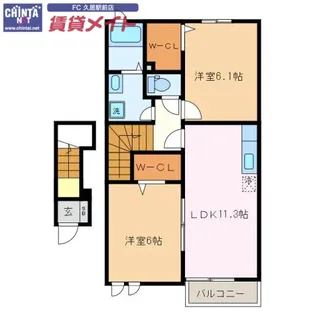 メロウ・ウィステリア B棟【2階】の間取り