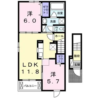ロゼ・フェルドII【2階】の間取り