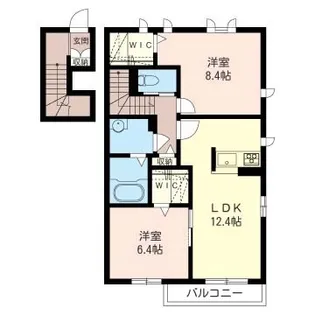 タイムフォースクエアB【2階】の間取り