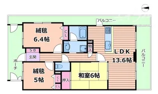 ファミール天神橋グリーンアベニュー【9階】の間取り