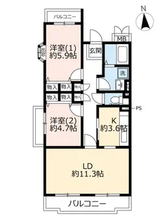 URプロムナード三好丘【4階】の間取り